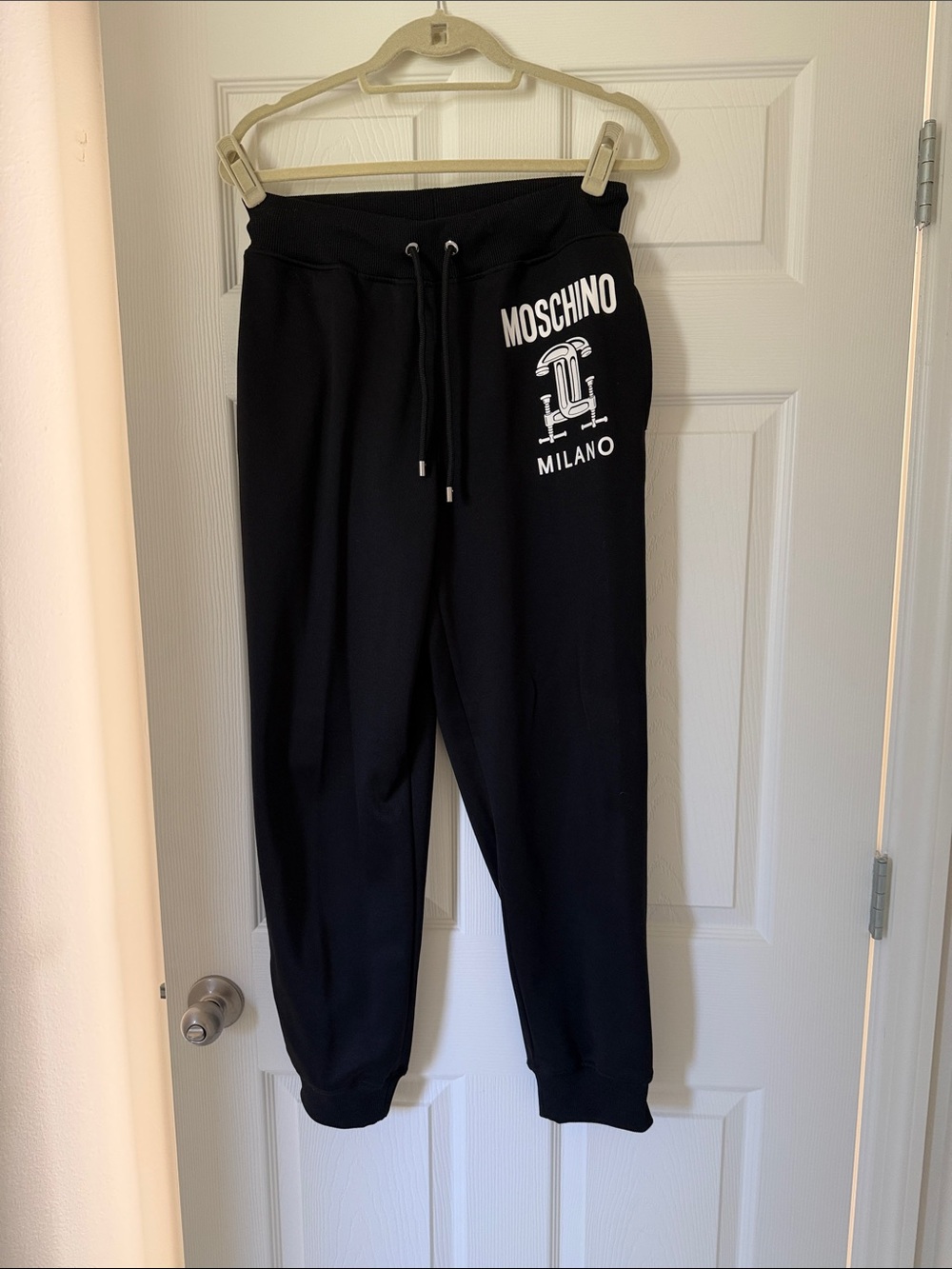 Moschino woman’s Black Jogger Sweatpants with White Logo